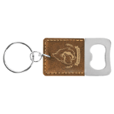 Rustic/Gold Leatherette Rectangle Bottle Opener Keychain