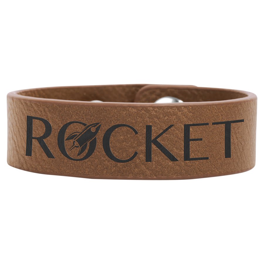 8 1/2" x 3/4" Dark Brown Laserable Leatherette Youth Cuff Bracelet