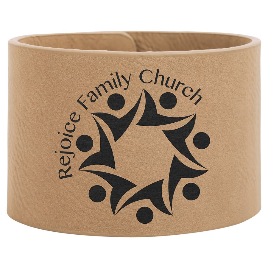 9 1/2" x 2" Light Brown Laserable Leatherette Cuff Bracelet