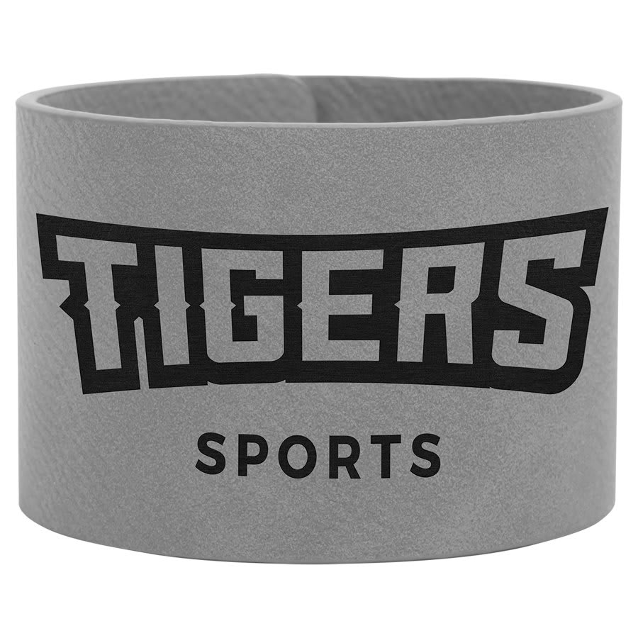 9 1/2" x 2" Gray Laserable Leatherette Cuff Bracelet