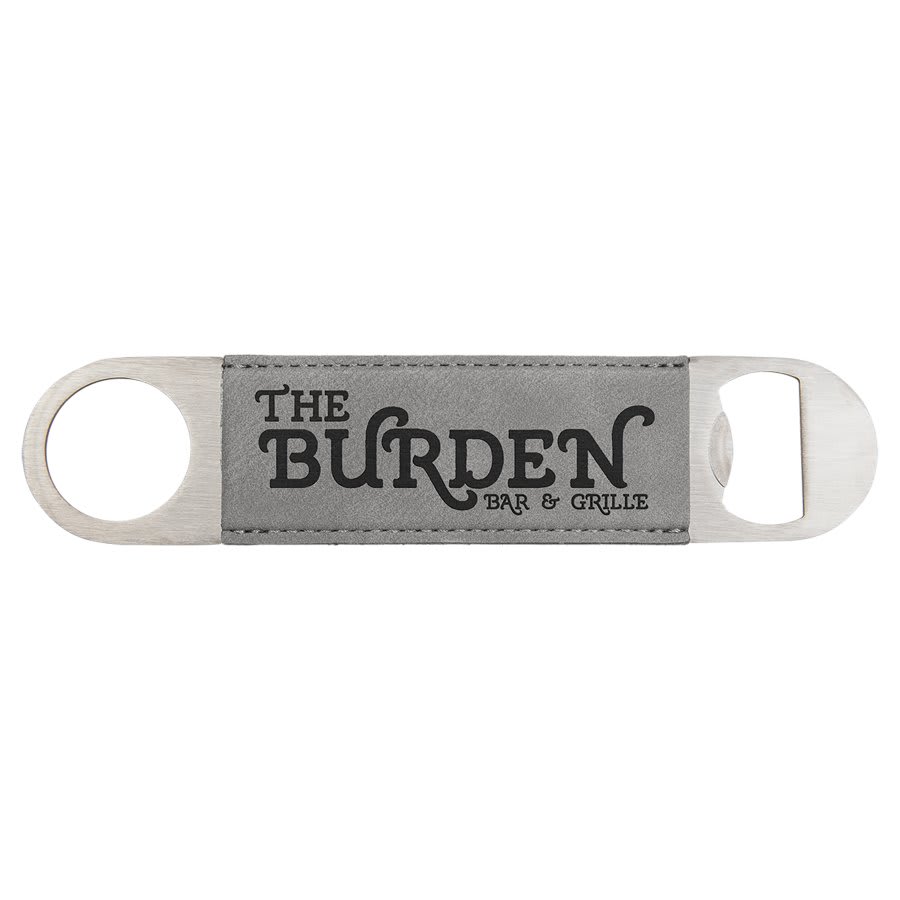 1 1/2" x 7" Gray Laserable Leatherette Bottle Opener