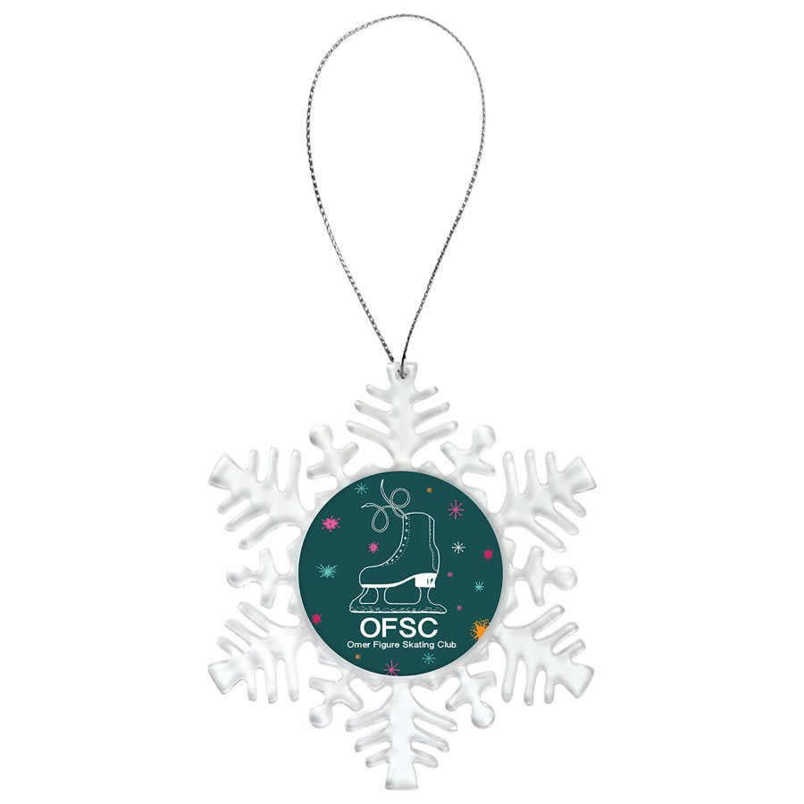 4 1/8" Snowflake Ornament with 2" Insert Holder & Silver String (Insert is not included)