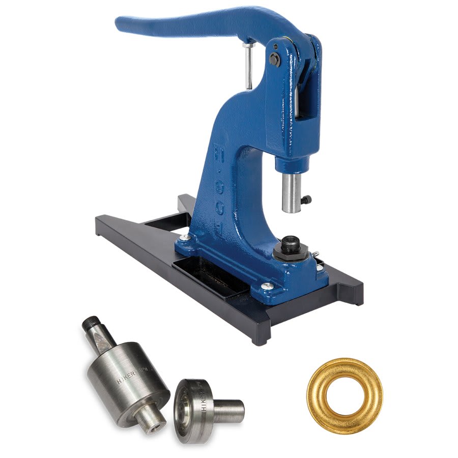 Hiker Grommeting Hand Press Kit with Brass Flat Washers