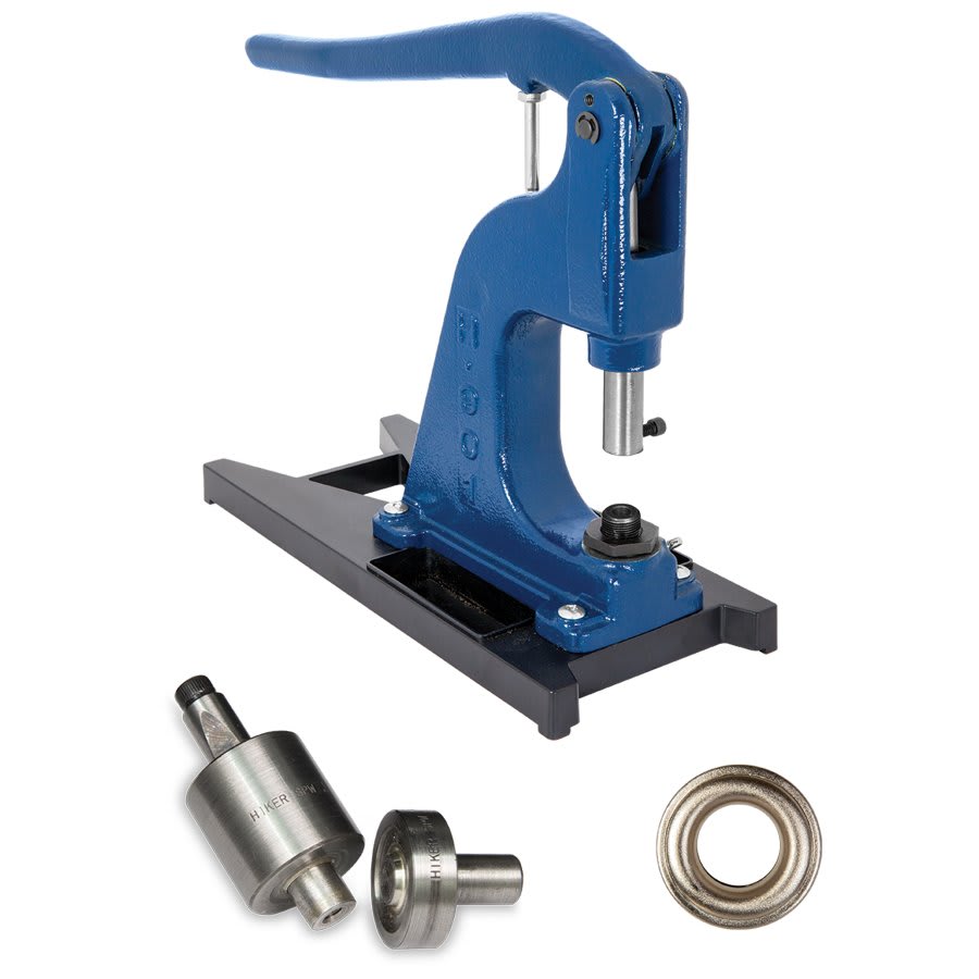 Hiker Grommeting Hand Press Kit with Nickel Flat Washers