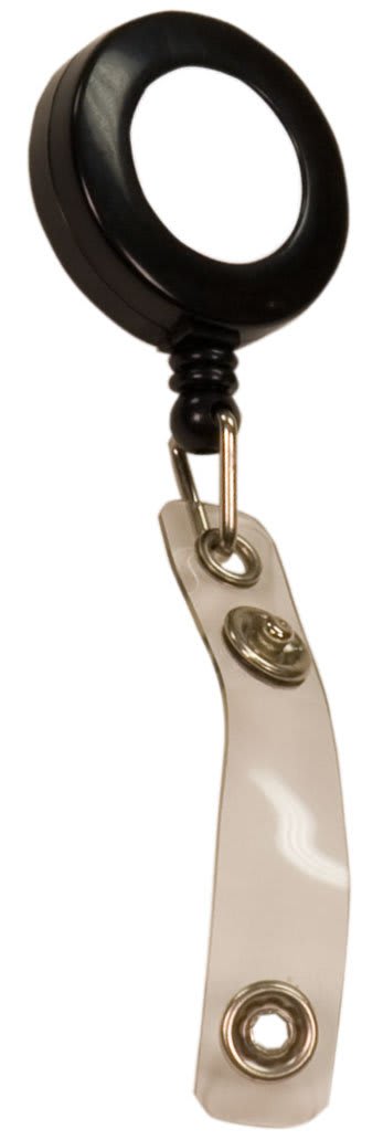 Black Retractable Badge Reel with Belt Clip and Strap