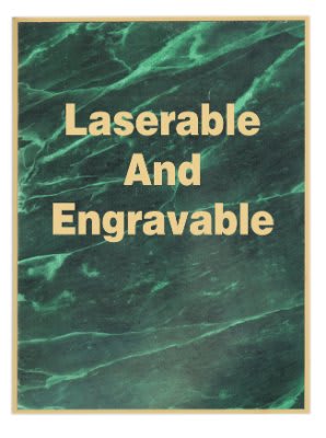 6" x 8" Green Marble/Gold Brass Plated Steel Plaque Plate