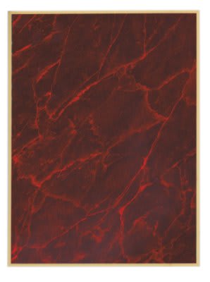 6" x 8" Red Marble/Gold Brass Plated Steel Plaque Plate