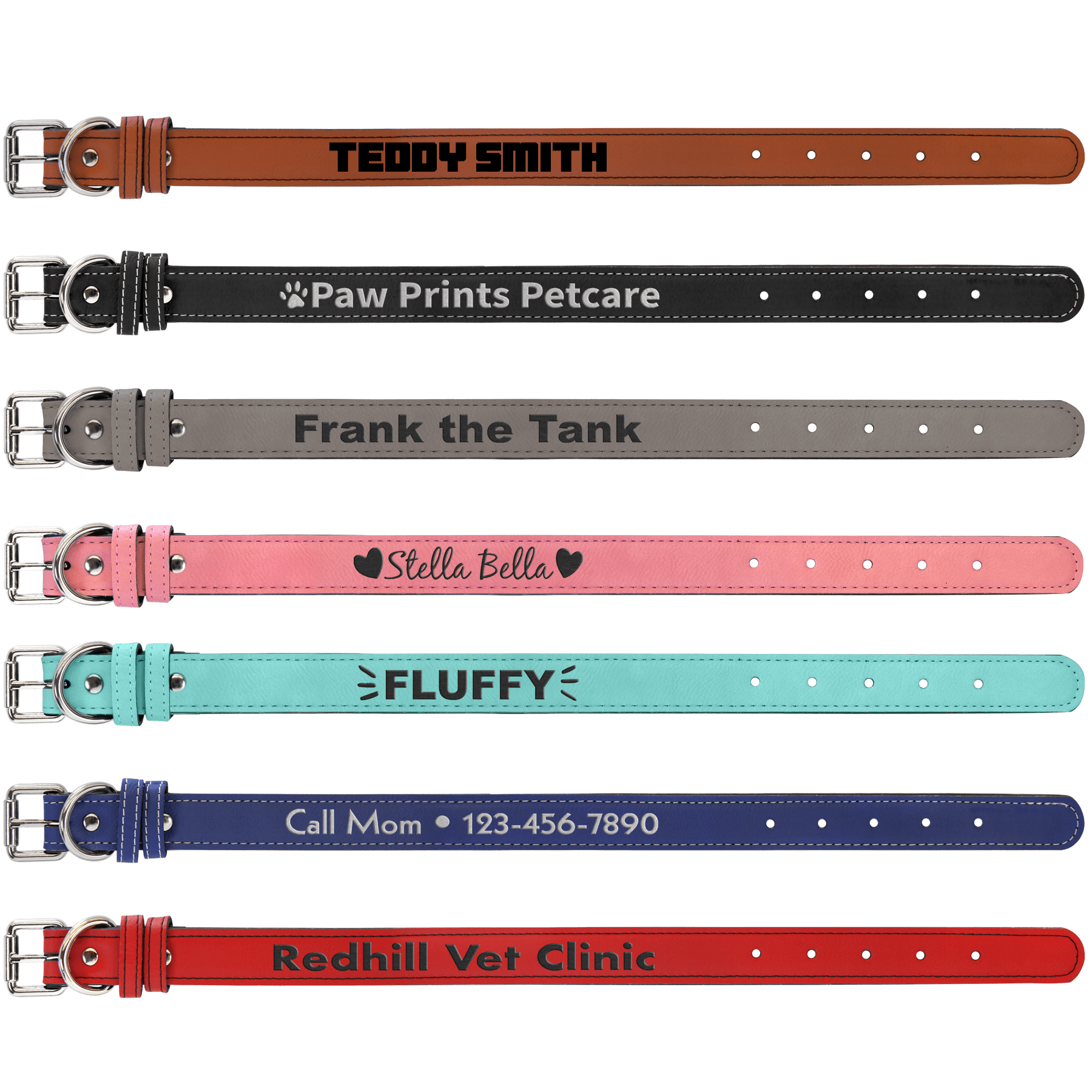 Medium 19" x 1" Laserable Leatherette Dog Collar Sample Set