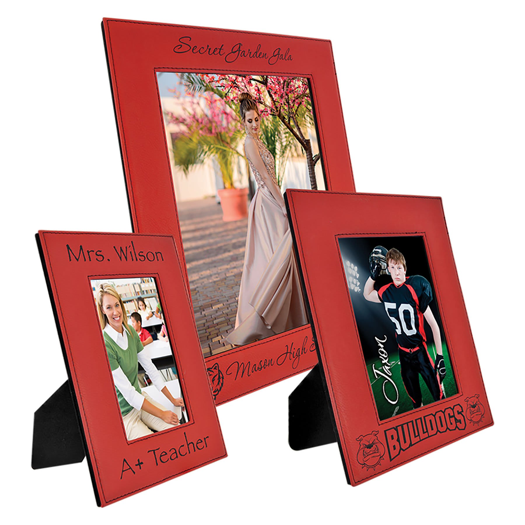 Red Leatherette Photo Frame Sample Set
