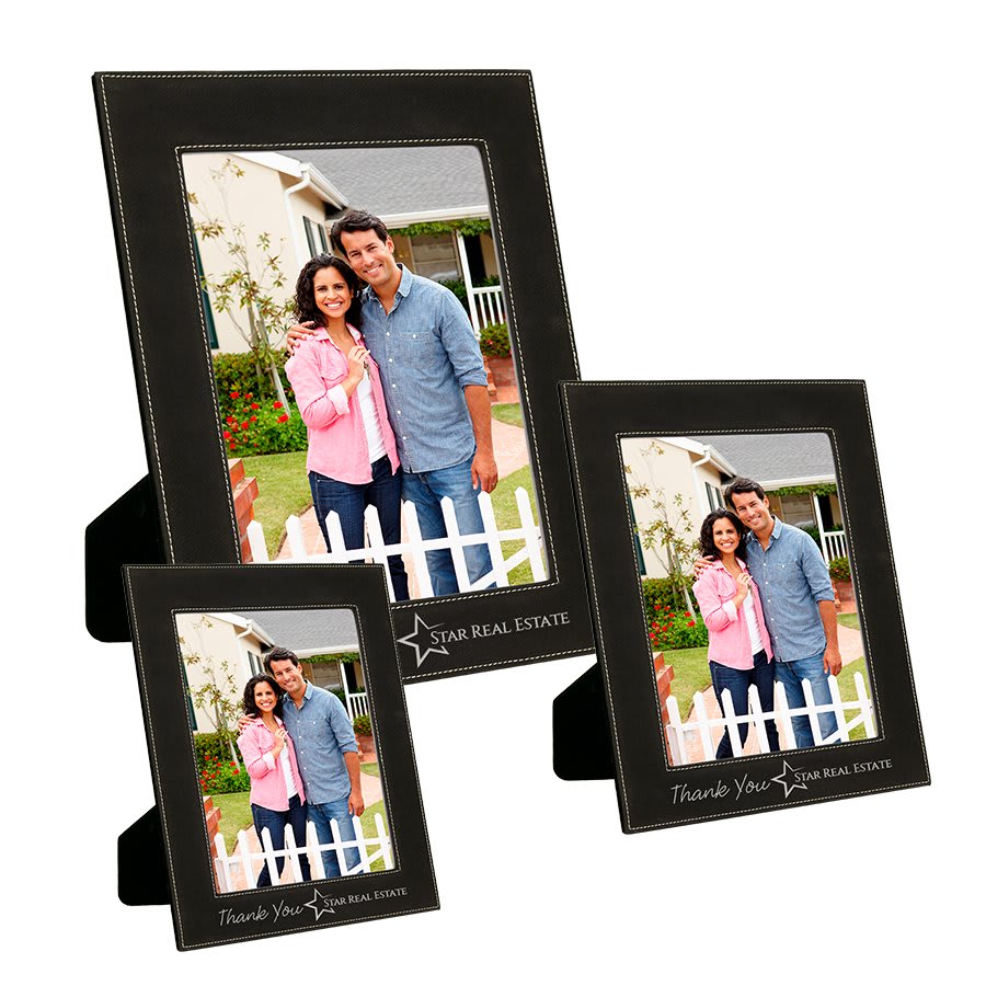 Black/Silver Leatherette Photo Frame Sample Set