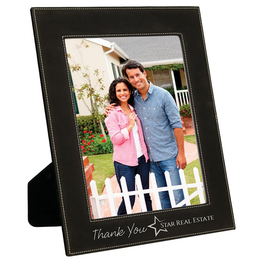 8" x 10" Black/Silver Laserable Leatherette Photo Frame