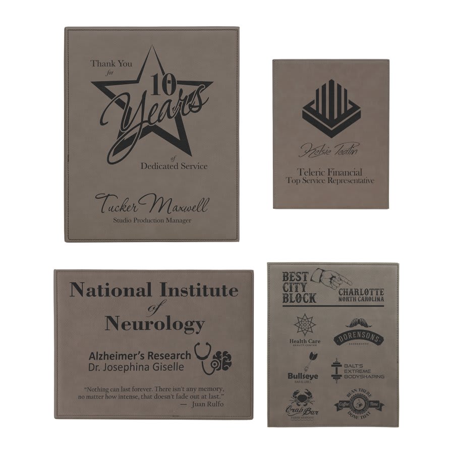 Gray Laserable Leatherette Plaque Sample Set