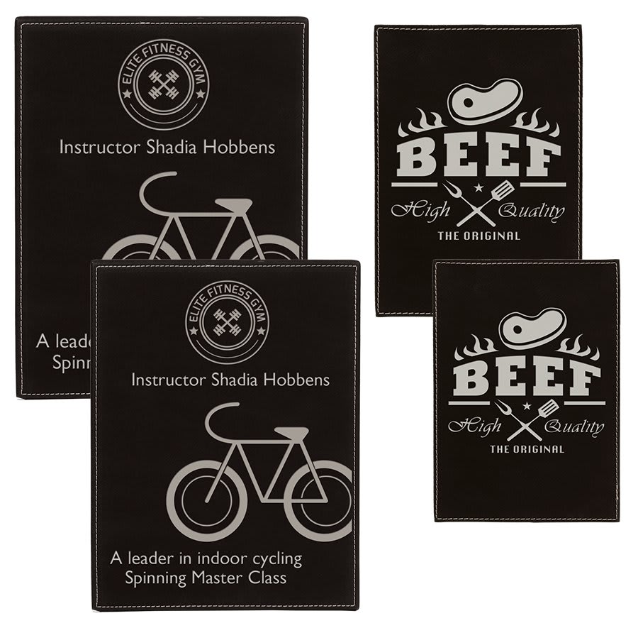 Black/Silver Laserable Leatherette Plaque Sample Set