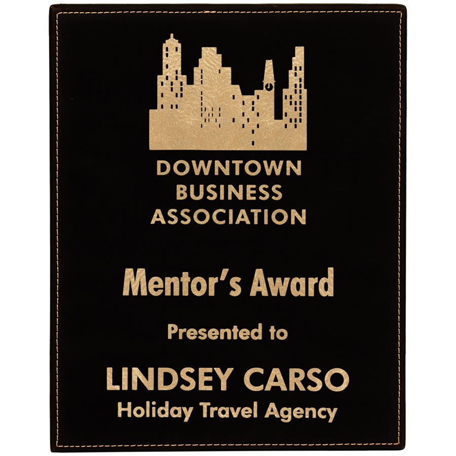 8" x 10" Black/Gold Laserable Leatherette Plaque