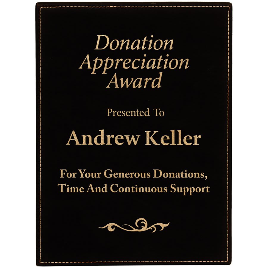 9" x 12" Black/Gold Laserable Leatherette Plaque