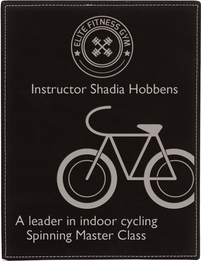 10 1/2" x 13" Black/Silver Laserable Leatherette Plaque