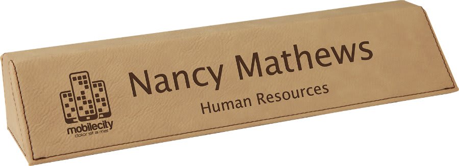 10 1/2" Light Brown Laserable Leatherette Desk Wedge