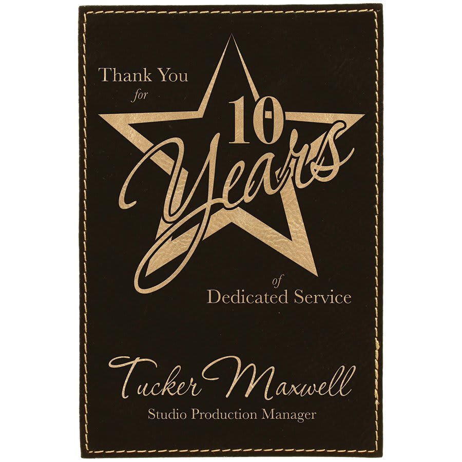 4" x 6" Black/Gold Leatherette Plaque Plate