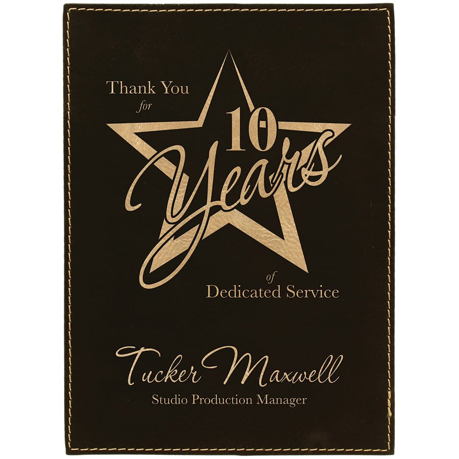 5" x 7" Black/Gold Leatherette Plaque Plate