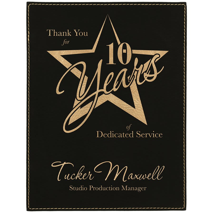 6" x 8" Black/Gold Leatherette Plaque Plate