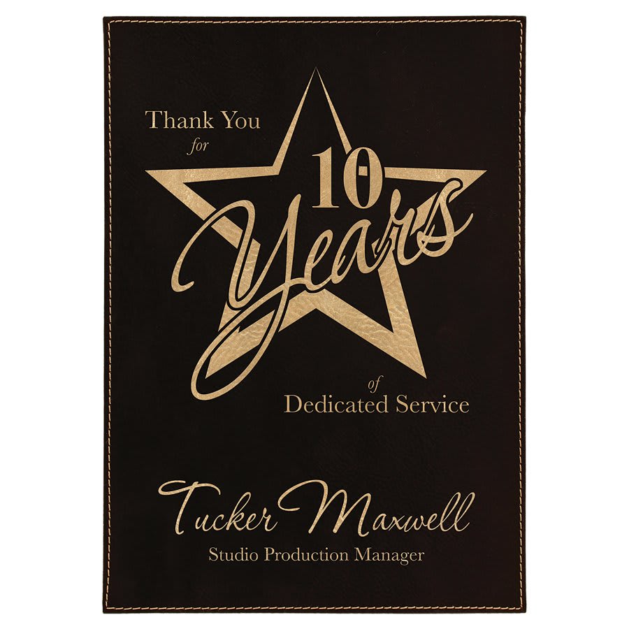 7" x 10" Black/Gold Leatherette Plaque Plate