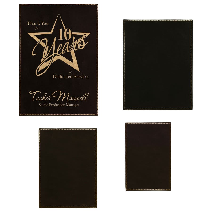Black/Gold Leatherette Plaque Plate Sample Set