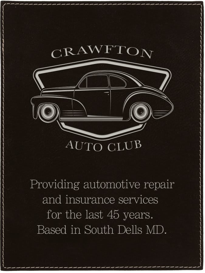 7" x 10" Black/Silver Leatherette Plaque Plate