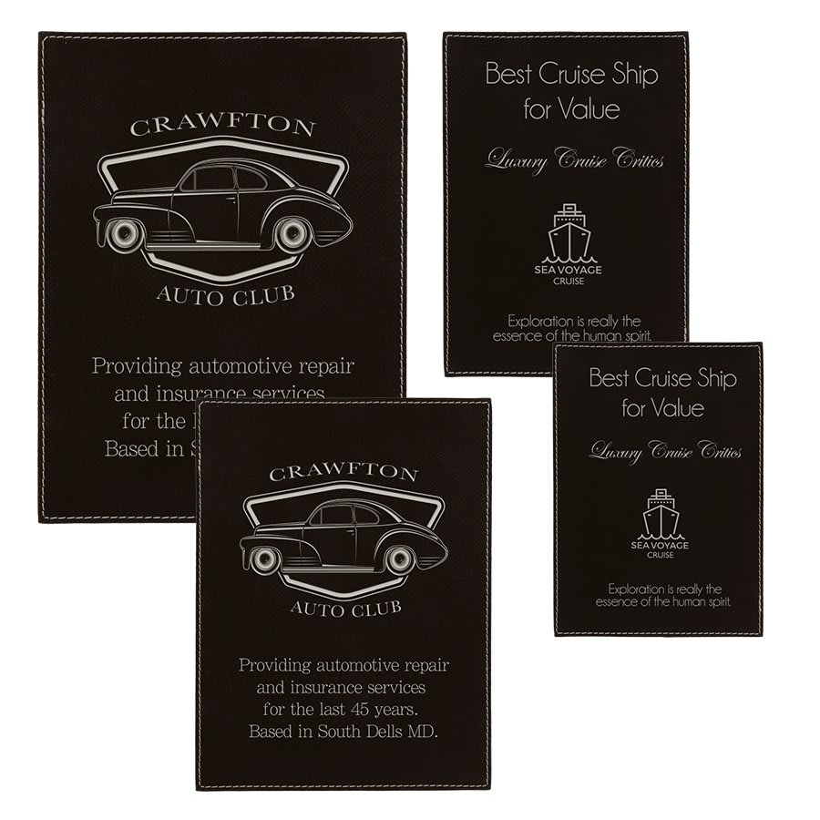 Black/Silver Leatherette Plaque Plate Sample Set