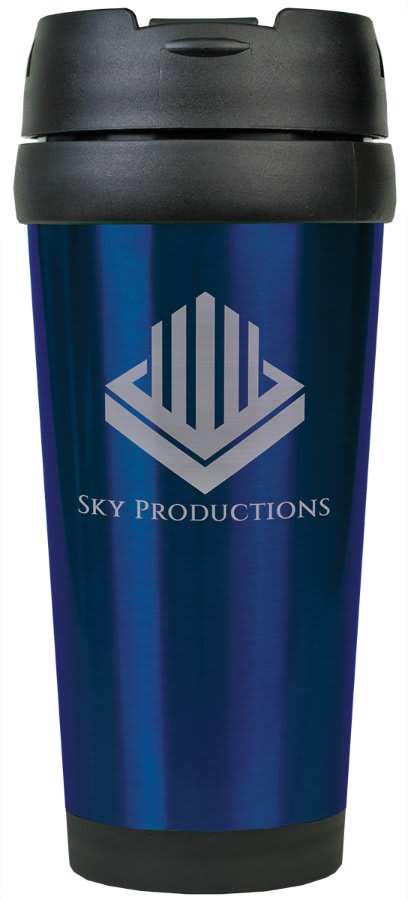 16 oz. Blue Laserable Stainless Steel Travel Mug without Handle