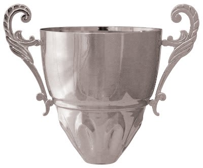 8 3/4" Silver Metal Cup Bowl with Handle