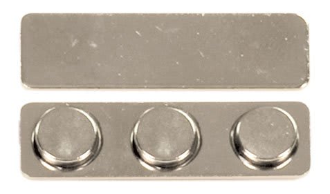 1 3/4" x 1/2" Metal 3-Post Magnet with Adhesive