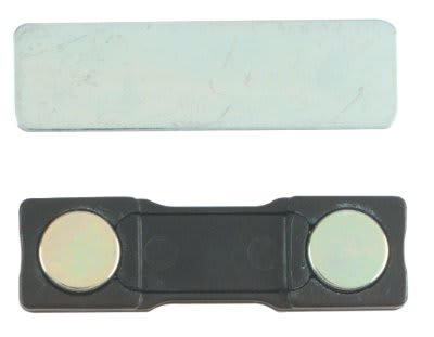 1 3/4" x 1/2" 2-Post Black Plastic Covered Magnet with Adhesive