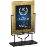 Gold & Blue Rectangle Acrylic with Iron Stand