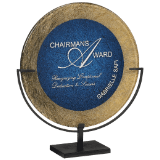 Gold & Blue Round Acrylic with Iron Stand