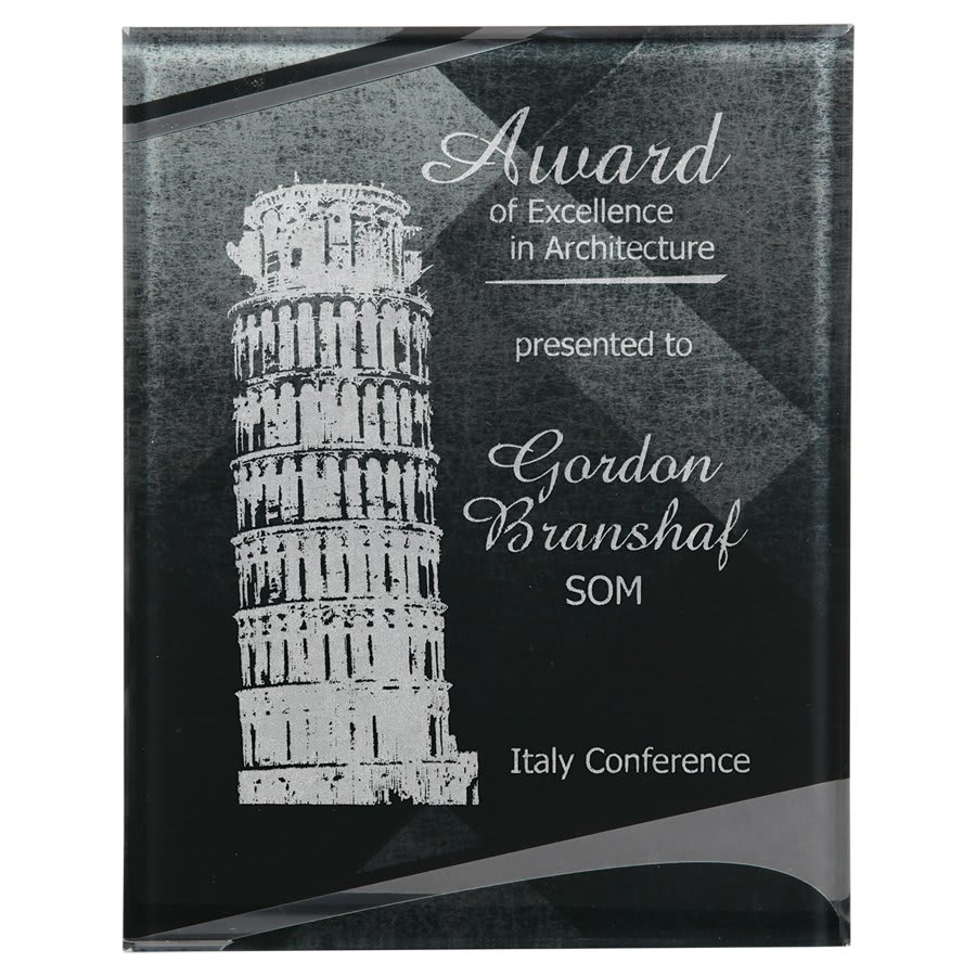 7 3/4" x 9 3/4" Black/Silver Apex Acrylic Plaque with Hanger