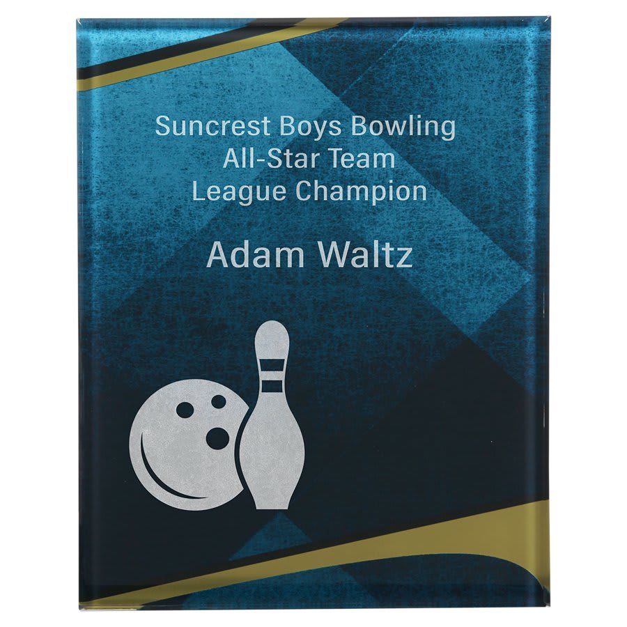 7 3/4" x 9 3/4" Blue/Gold Apex Acrylic Plaque with Hanger