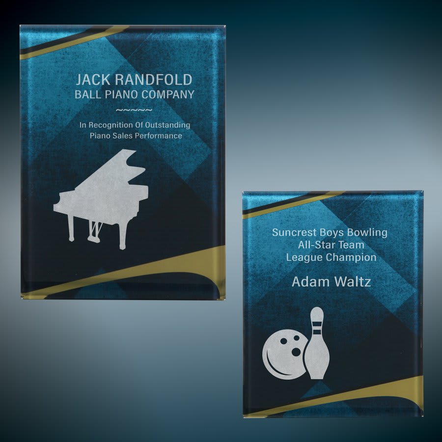 Blue/Gold Apex Acrylic Plaque with Hanger Sample Set