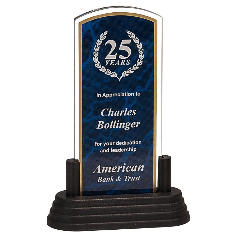 3" x 6" Blue Marbleized Arch Pop-In Acrylic (Base not included)