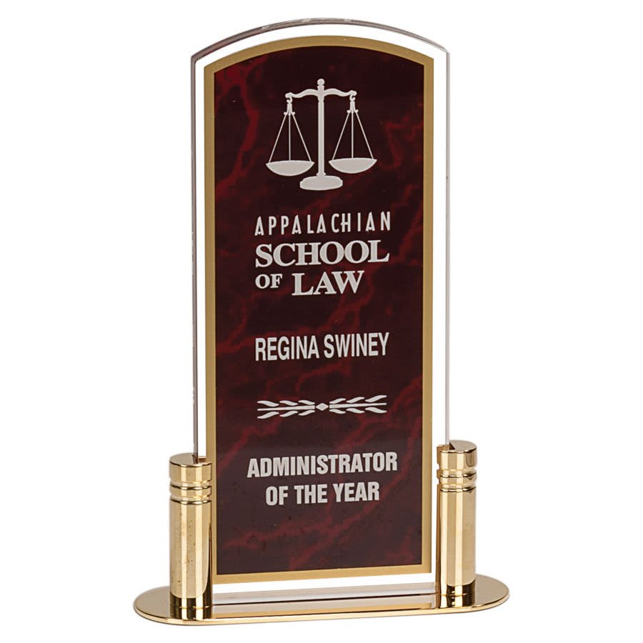 3" x 6" Red Marbleized Arch Pop-In Acrylic (Base not included)