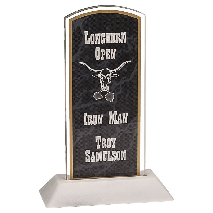 3" x 7" Black Marbleized Arch Pop-In Acrylic (Base not included)