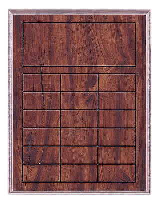 11 3/4" x 15 3/4" Cherry Finish Blank Perpetual Plaque for 18 Plates