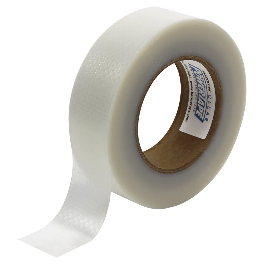 PowerTape 1 1/2" x 36 YD Banner Ups Clear  Single-Sided Hem Reinforcing Tape