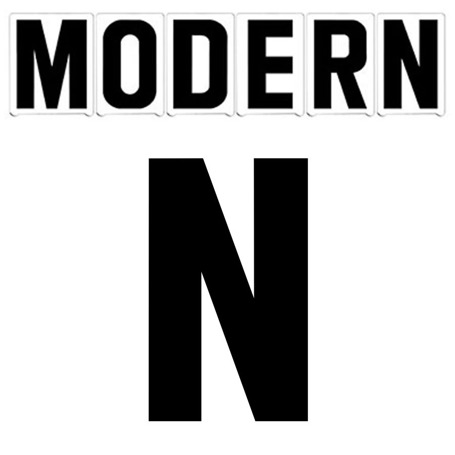 3"(H) Black Modern Font Letter N Gemini Pronto Changeable Copy