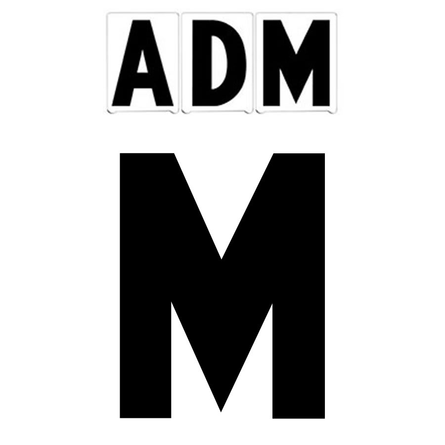 4"(H) Black ADM Font Letter M Gemini Pronto Changeable Copy