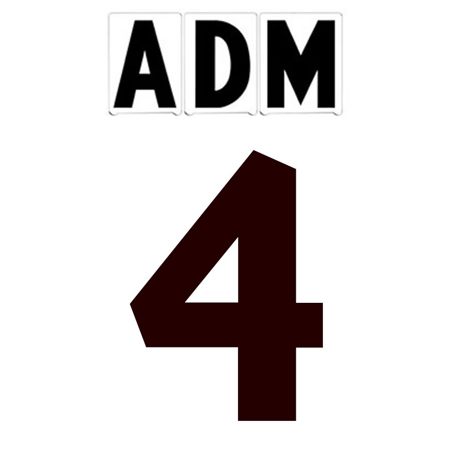 4"(H) Black ADM Font Number 4 Gemini Pronto Changeable Copy