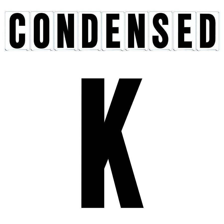 4"(H) Black Condensed Font Letter K Gemini Pronto Changeable Copy