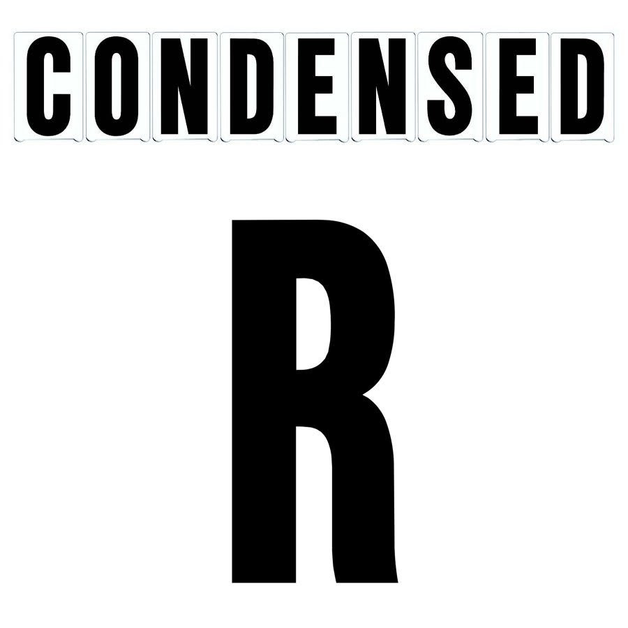 4"(H) Black Condensed Font Letter R Gemini Pronto Changeable Copy