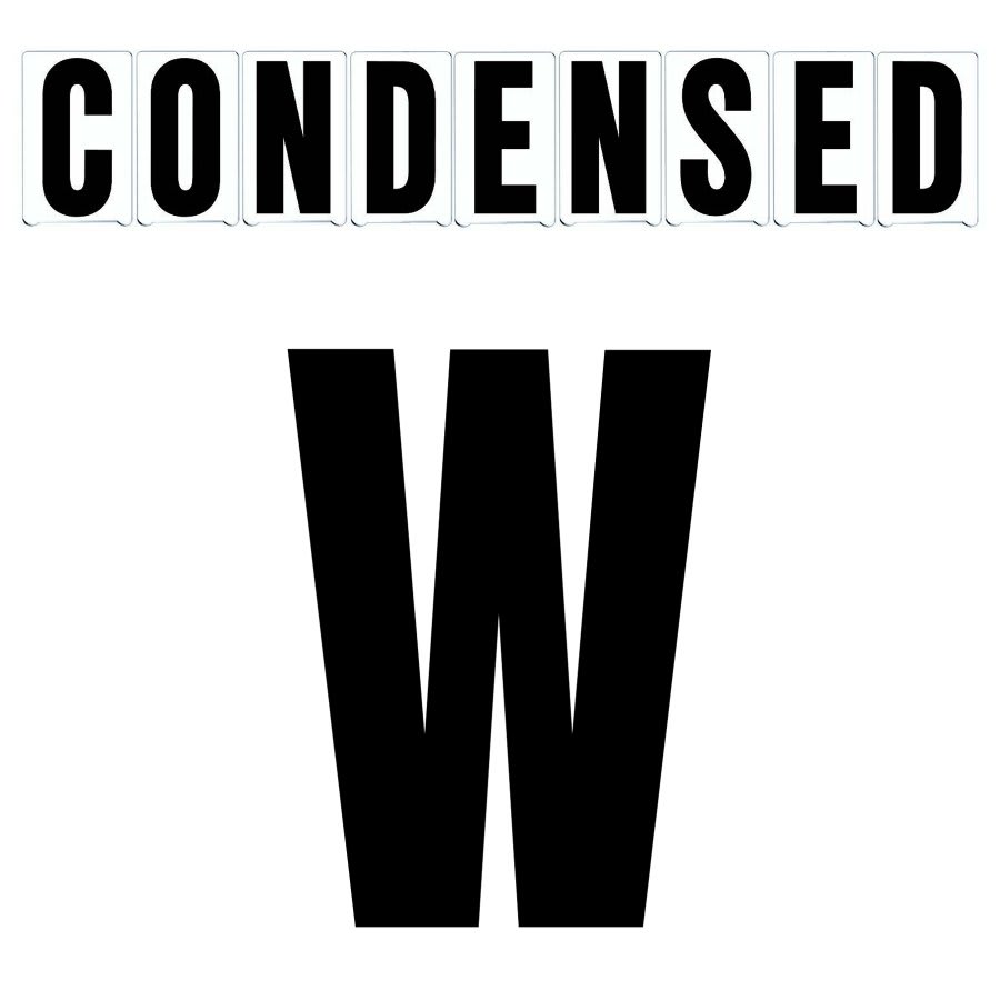 4"(H) Black Condensed Font Letter W Gemini Pronto Changeable Copy