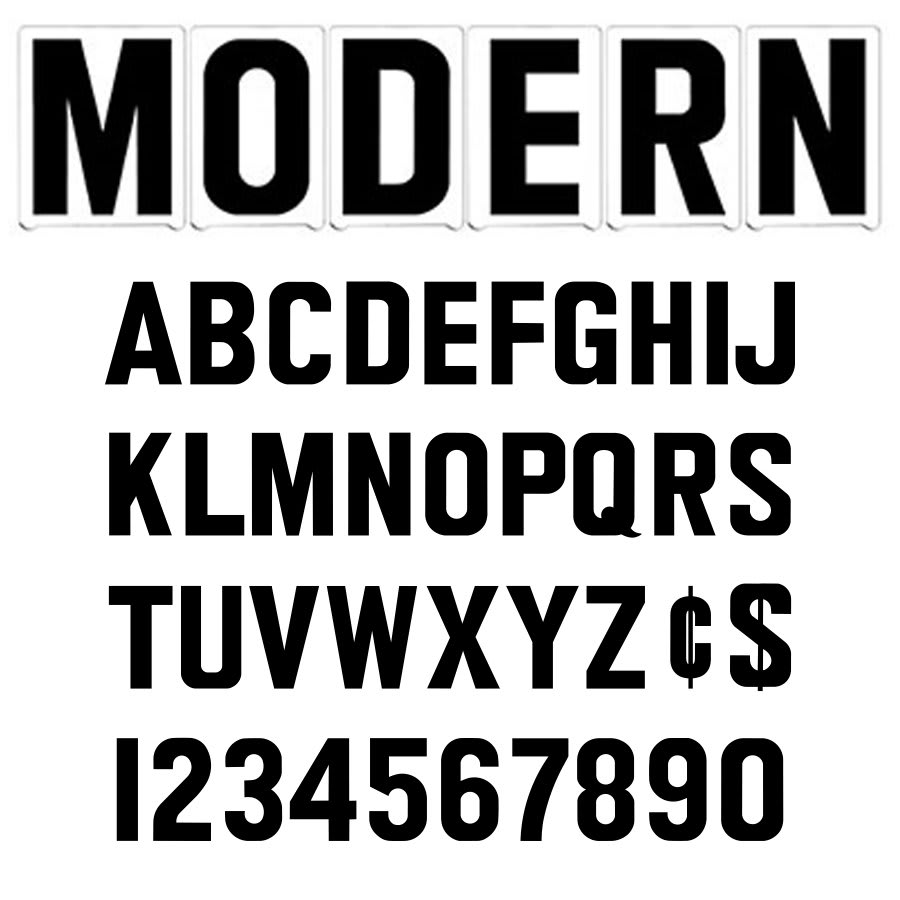 4"(H) Black Modern Font Gemini Pronto Changeable Copy Letter Set
