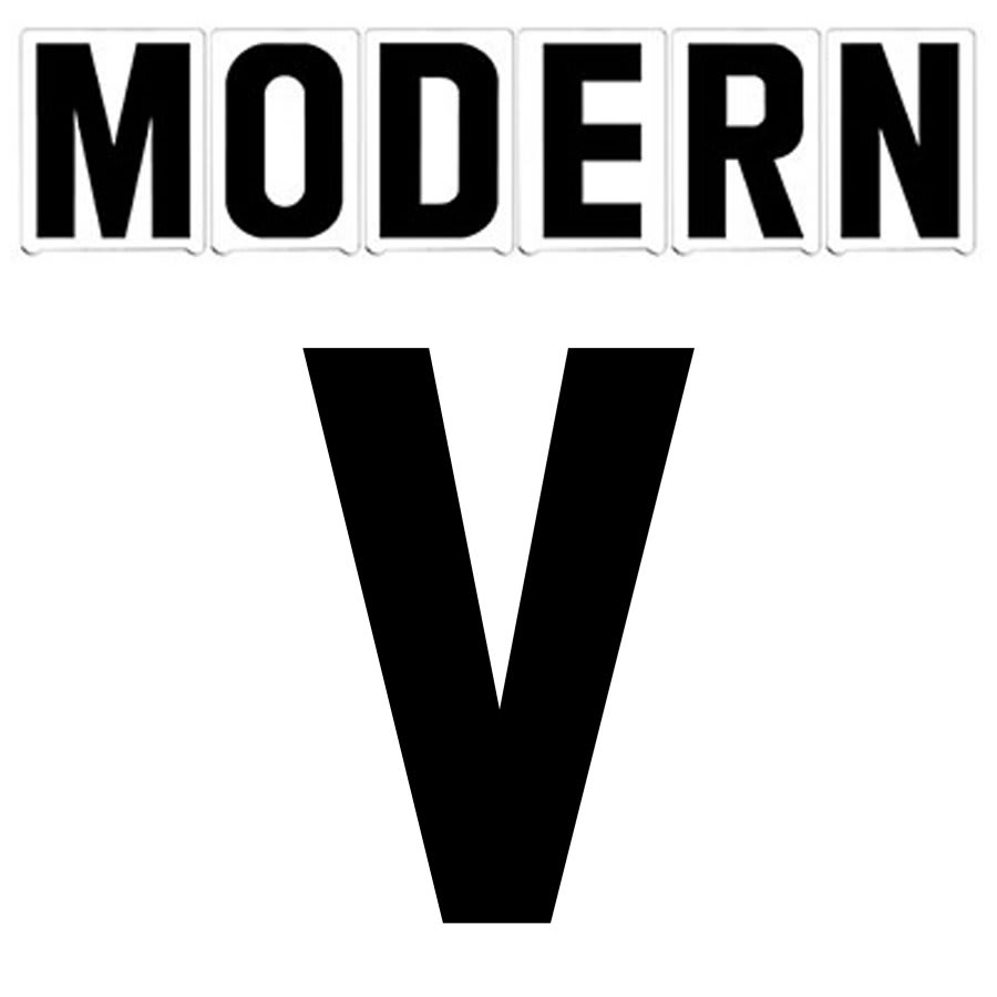 4"(H) Black Modern Font Letter V Gemini Pronto Changeable Copy